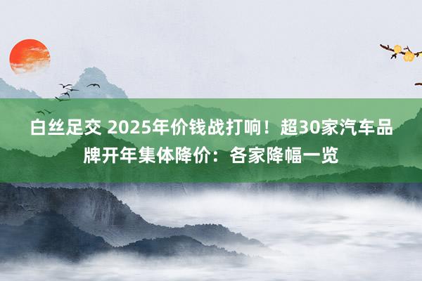 白丝足交 2025年价钱战打响！超30家汽车品牌开年集体降价：各家降幅一览