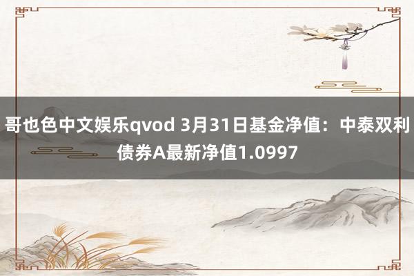 哥也色中文娱乐qvod 3月31日基金净值：中泰双利债券A最新净值1.0997